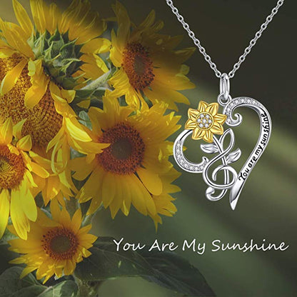 Collier pendentif tournesol en argent sterling « Tu es mon soleil »