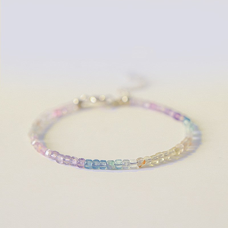 Bracelet extra fin en petite tourmaline arc-en-ciel de 2 mm