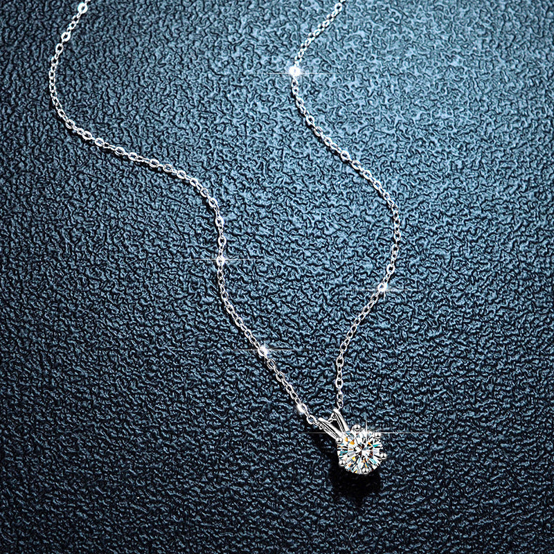 Collier moissanite 1 carat en argent sterling