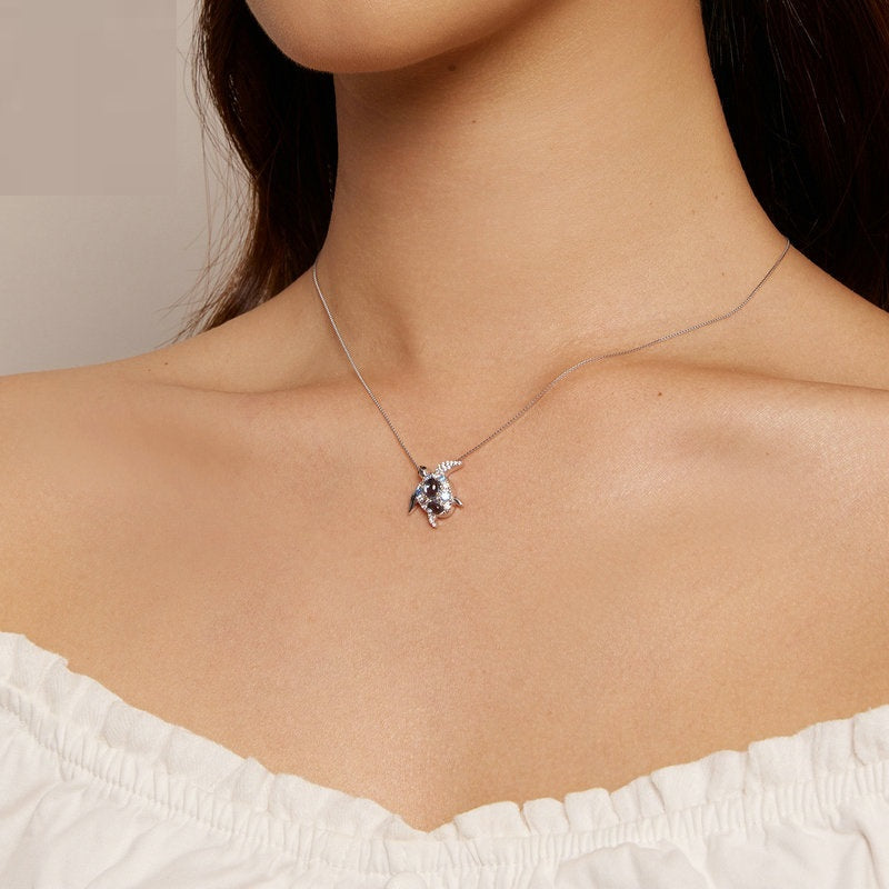 Collier pendentif tortue en argent sterling