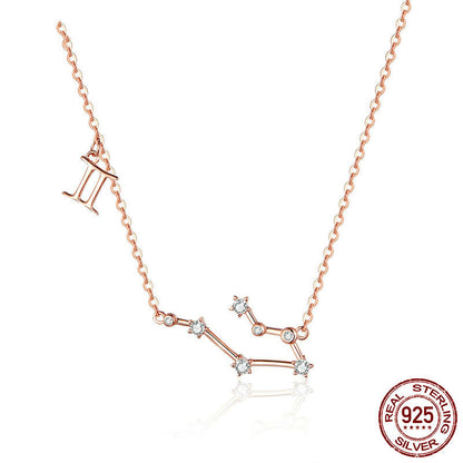 Collier Zodiaque Or Rose en Argent Sterling