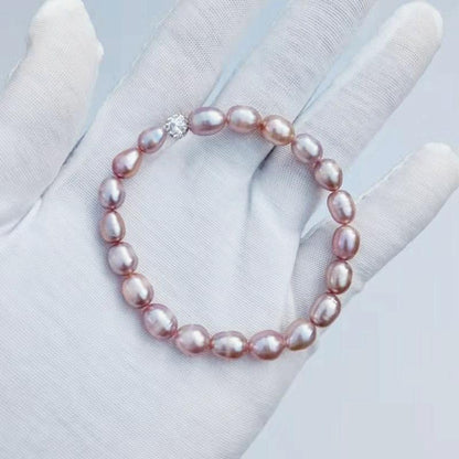 Cubic Zirconia Natural Freshwater Pearl Bracelet