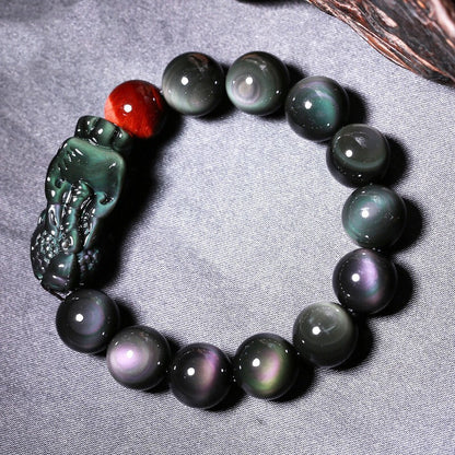 Natürliches Regenbogenaugen-Obsidian-Armband