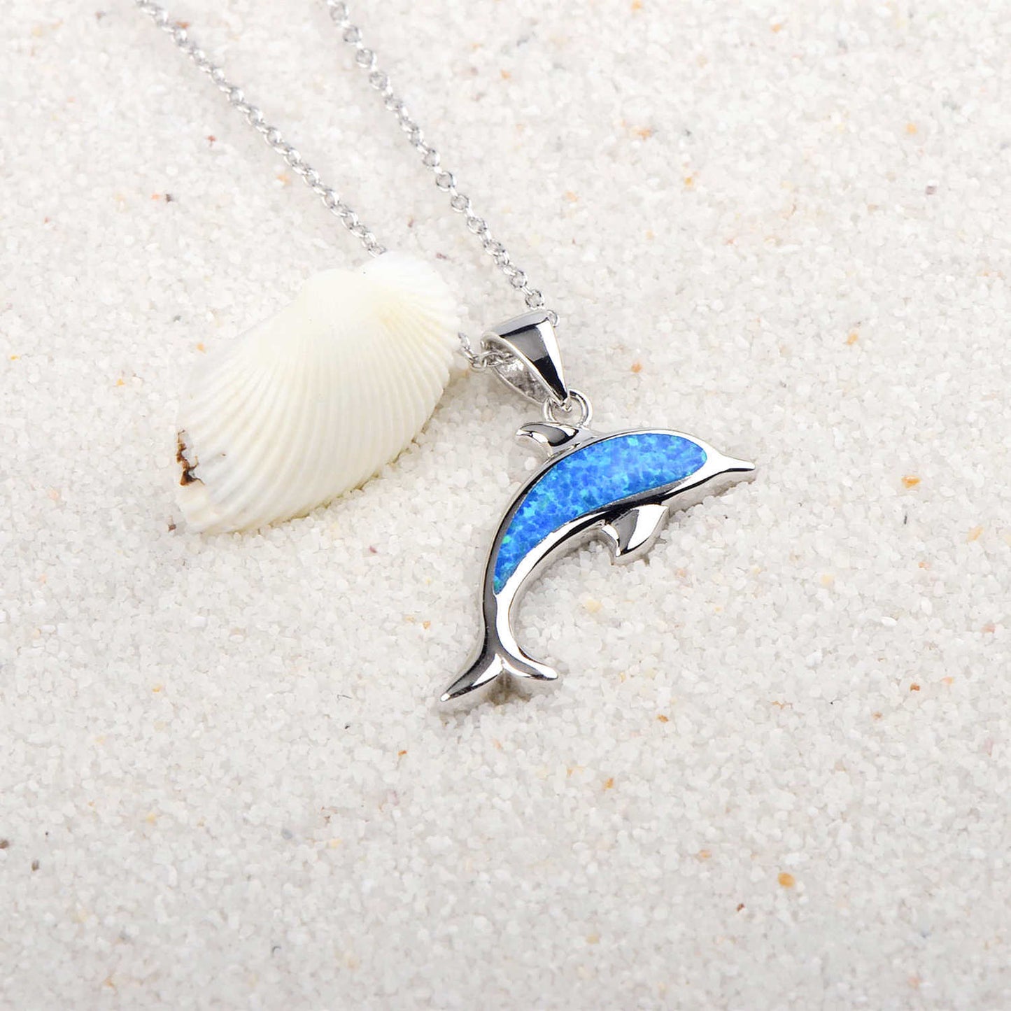 Sterling Silver Ocean Dolphin Pendant Necklace