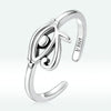 Simple Eye Shaped Adjustable Open Silver Ring