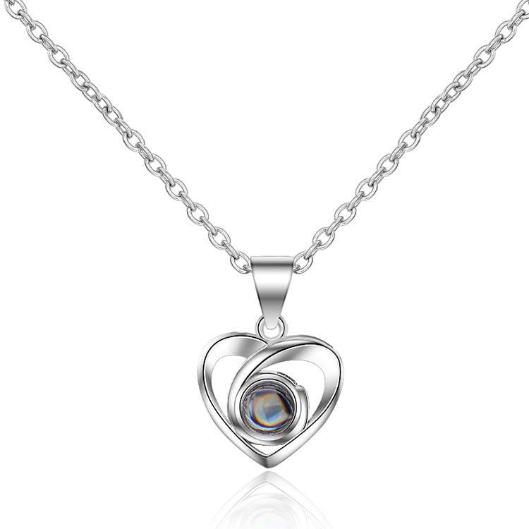 Personalized Projection Photo Necklace Heart Pendant - Record My Love