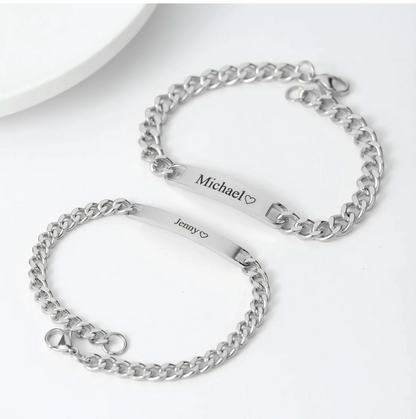 Couple's Engraved Bracelet Set